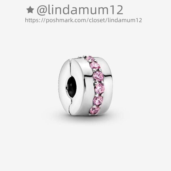 Pandora Pink Sparkling Row Clip Charm - Picture 2 of 7